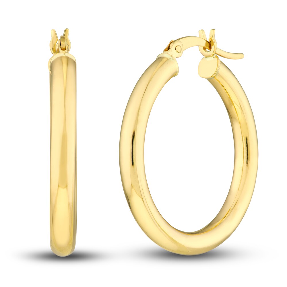Polished Hoop Earrings 14K Yellow Gold 25mm ffBavt67 Polished Hoop Earrings 14K Yellow Gold 25mm ffBavt67
