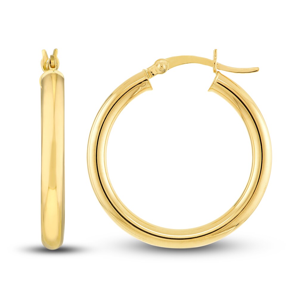 Polished Hoop Earrings 14K Yellow Gold 25mm ffBavt67 Polished Hoop Earrings 14K Yellow Gold 25mm ffBavt67