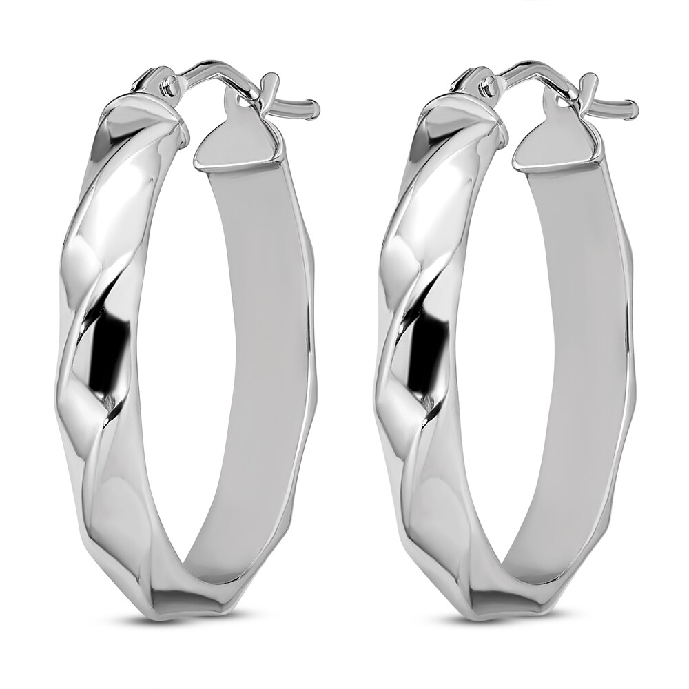 Polished & Twisted Oval Hoop 14K White Gold ffb6H8Hd Polished & Twisted Oval Hoop 14K White Gold ffb6H8Hd