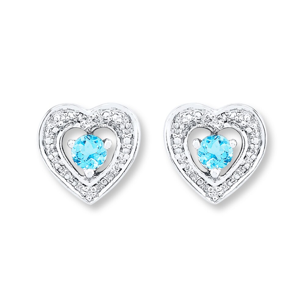 Blue Topaz Earrings 1/20 ct tw Diamonds 10K White Gold fgjgM2Uf Blue Topaz Earrings 1/20 ct tw Diamonds 10K White Gold fgjgM2Uf