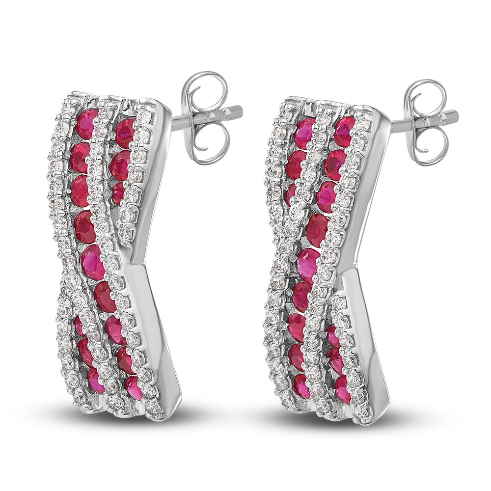 Natural Ruby Earrings 1/2 ct tw Diamonds 14K White Gold fhvWGTx3 Natural Ruby Earrings 1/2 ct tw Diamonds 14K White Gold fhvWGTx3
