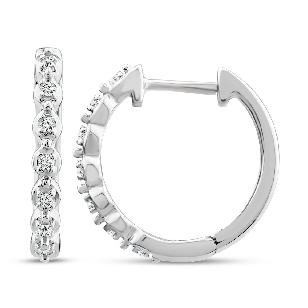 Diamond Hoop Earrings 1/10 ct tw Round 10K White Gold fisM8xdV Diamond Hoop Earrings 1/10 ct tw Round 10K White Gold fisM8xdV