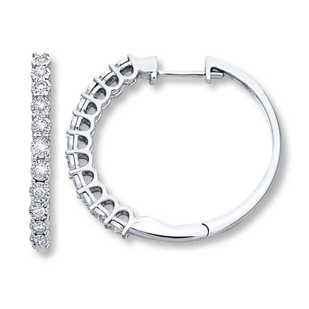 Diamond Hoop Earrings 1/2 ct tw Round-cut 10K White Gold flXFsVwa Diamond Hoop Earrings 1/2 ct tw Round-cut 10K White Gold flXFsVwa