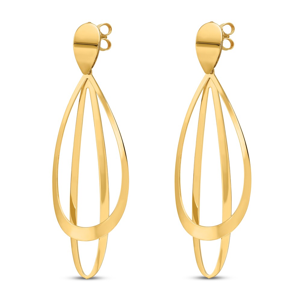 Polished and Brushed Post Dangle Earrings 14K Yellow Gold fpVPr50p