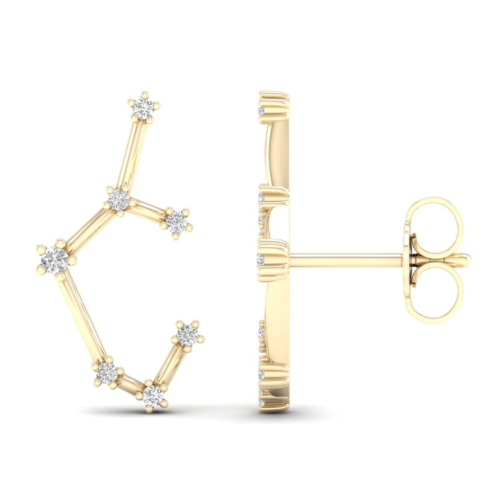 Diamond Sagittarius Constellation Earrings 1/8 ct tw Round 14K Yellow Gold fuOUqViE