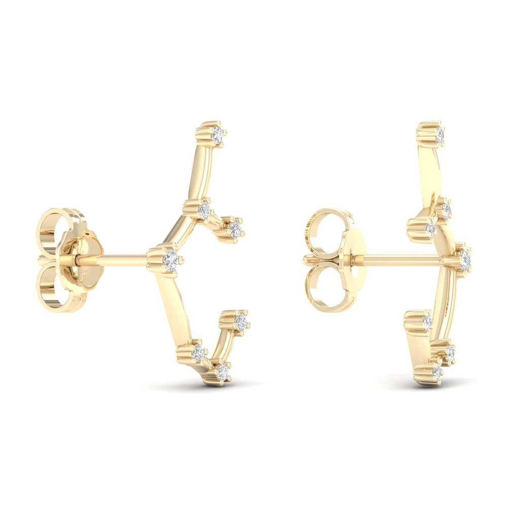 Diamond Sagittarius Constellation Earrings 1/8 ct tw Round 14K Yellow Gold fuOUqViE