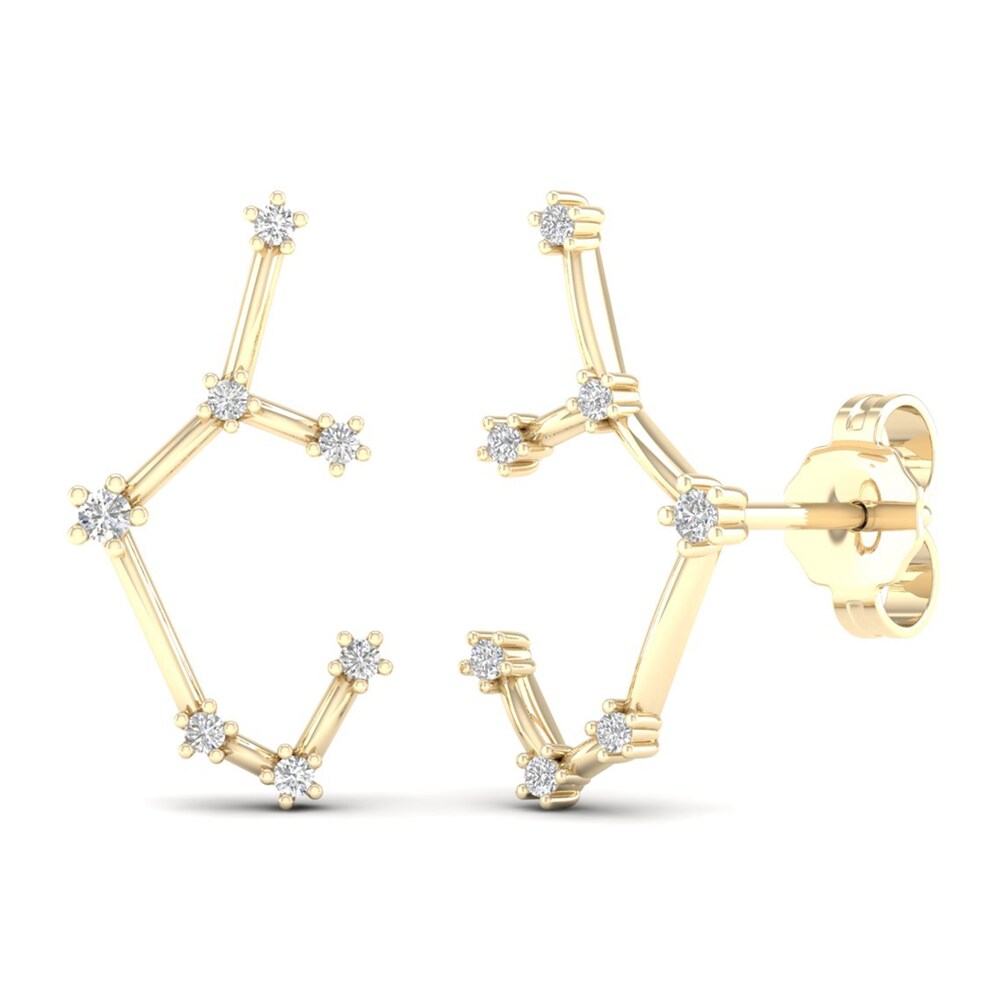 Diamond Sagittarius Constellation Earrings 1/8 ct tw Round 14K Yellow Gold fuOUqViE