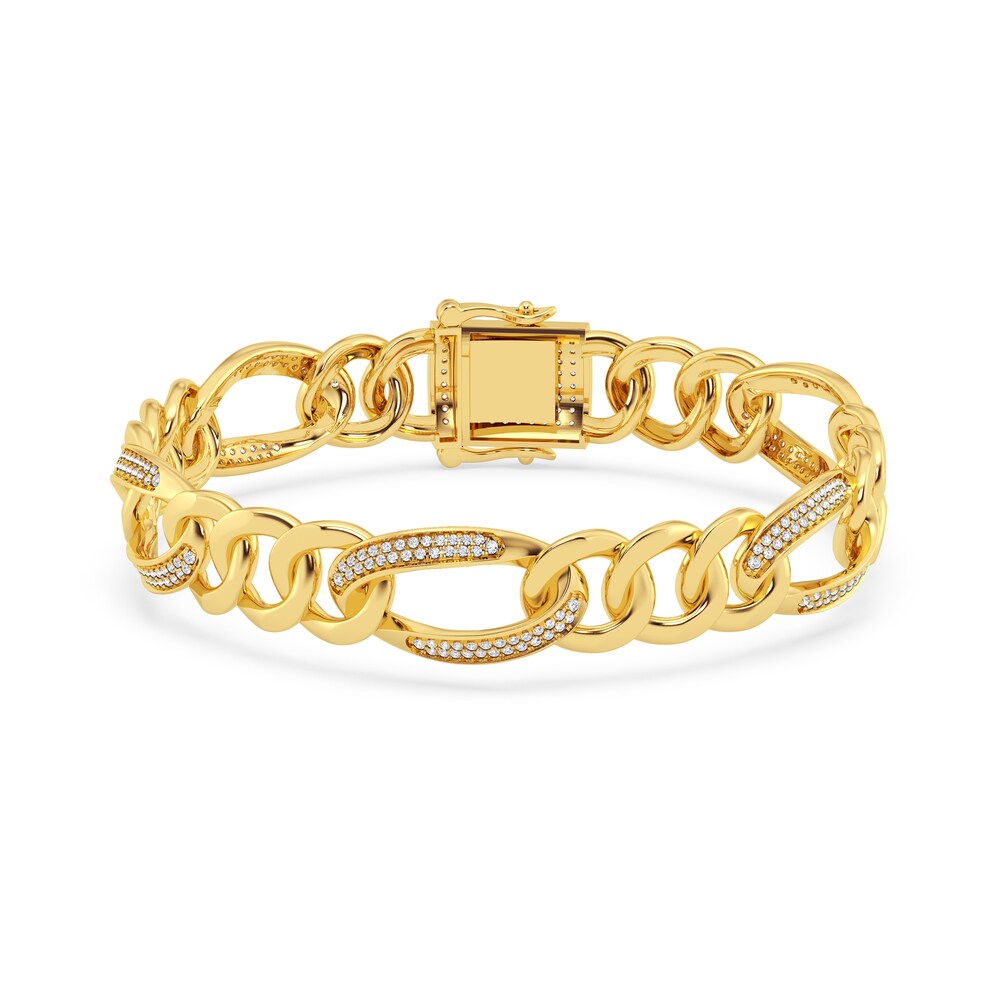 Men's Diamond Bracelet 1-1/2 ct tw Round 10K Yellow Gold 8.5" fuTRUnps Men's Diamond Bracelet 1-1/2 ct tw Round 10K Yellow Gold 8.5" fuTRUnps