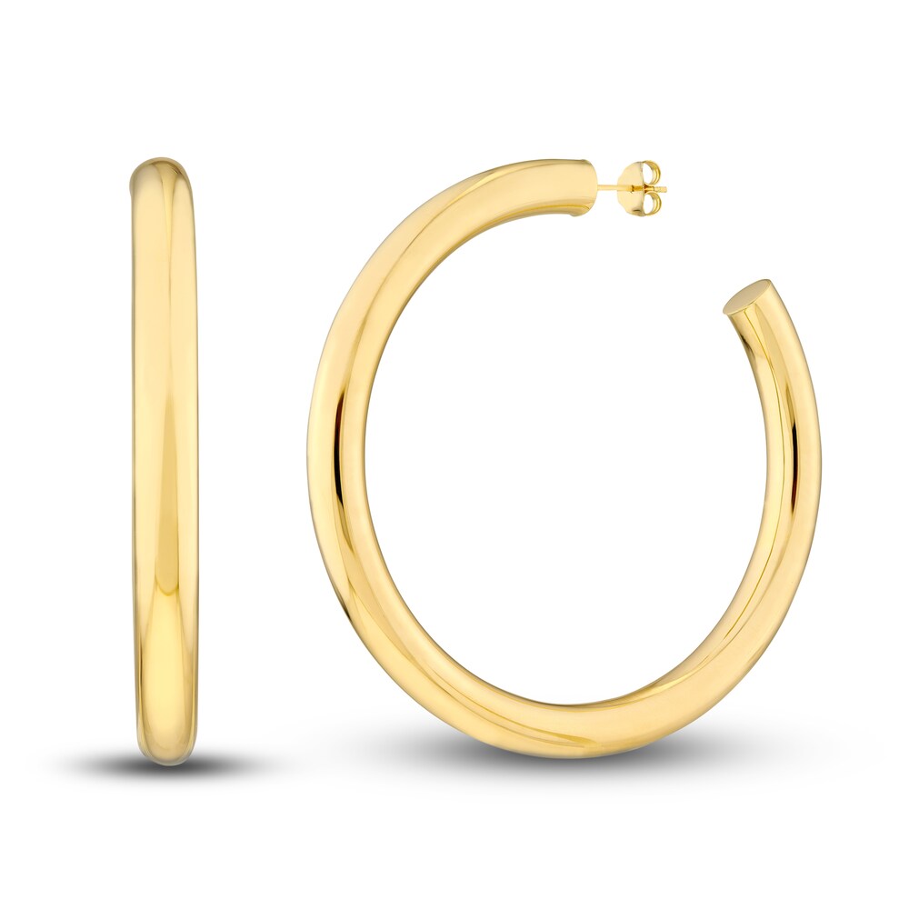 Polished Open Hoop Earrings 14K Yellow Gold 60mm g3X1CGXz Polished Open Hoop Earrings 14K Yellow Gold 60mm g3X1CGXz