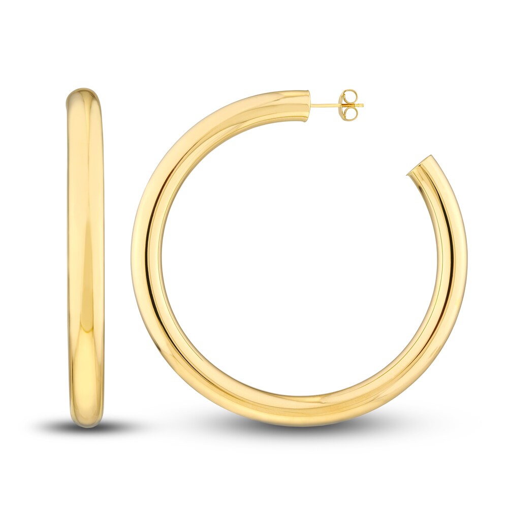 Polished Open Hoop Earrings 14K Yellow Gold 60mm g3X1CGXz