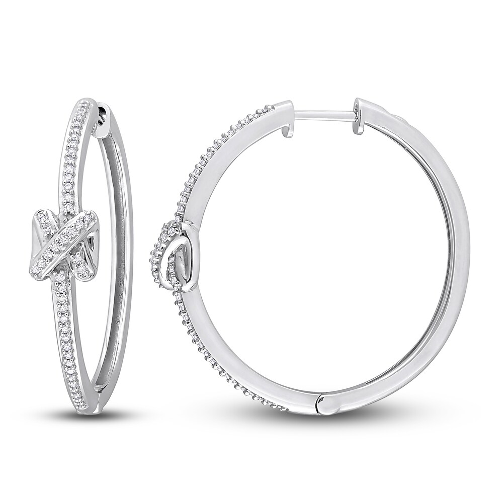 Diamond Y-Knot Hoop Earrings 3/8 ct tw Round 14K White Gold gMXkz3N7 Diamond Y-Knot Hoop Earrings 3/8 ct tw Round 14K White Gold gMXkz3N7
