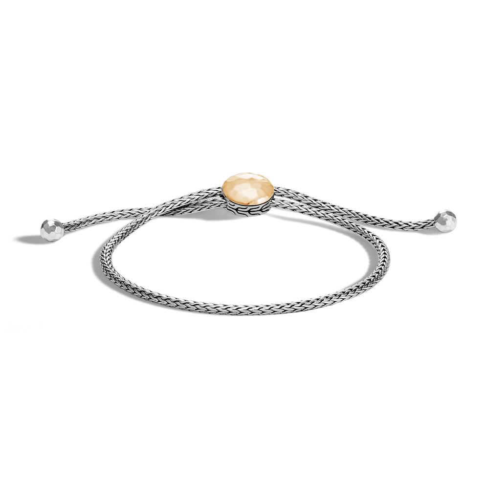 John Hardy Classic Chain Pull Through Bracelet, Silver, Hammered Gold, Medium - Large gVk3S3jJ