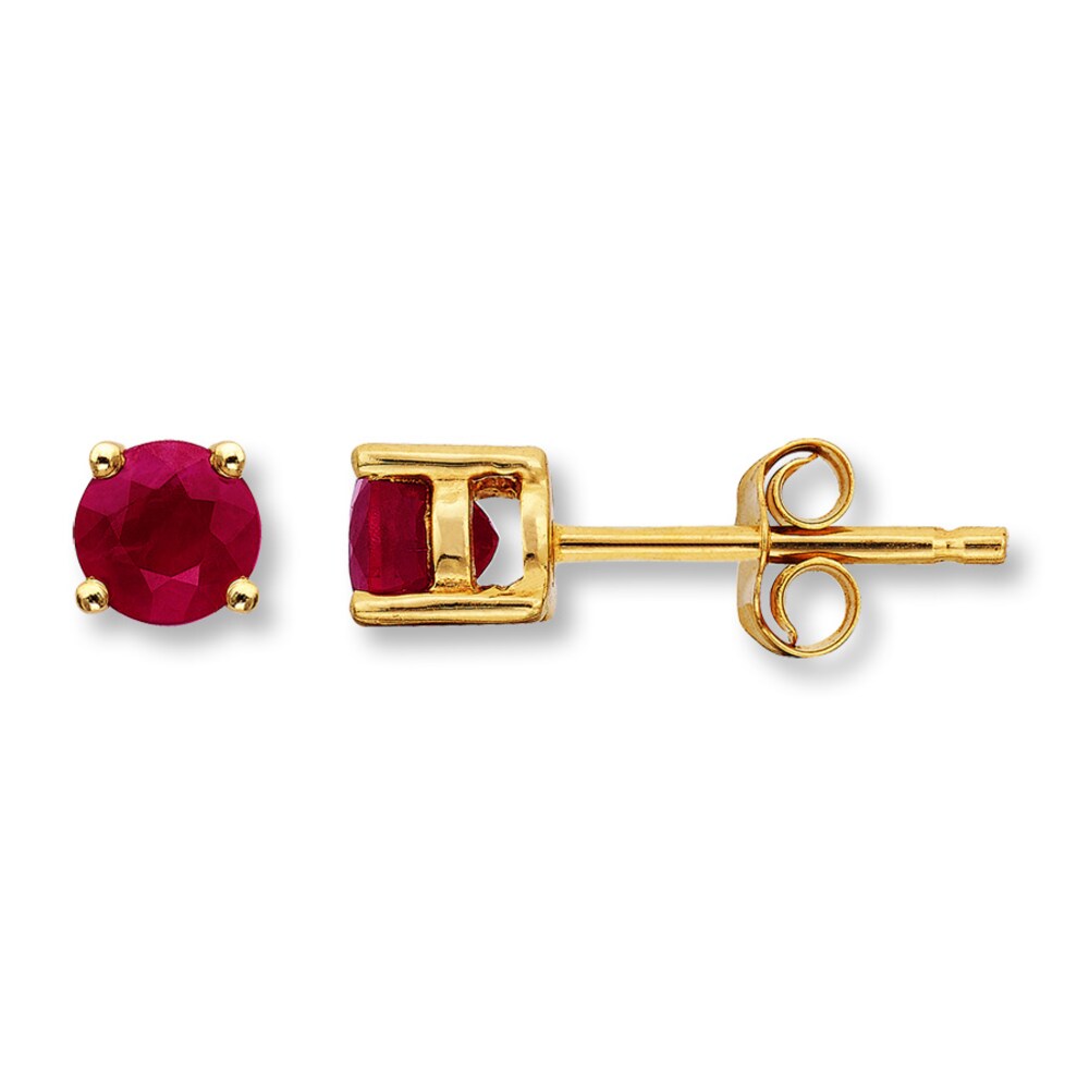 Lab-Created Ruby Earrings Round-Cut 14K Yellow Gold gXclCQVv Lab-Created Ruby Earrings Round-Cut 14K Yellow Gold gXclCQVv