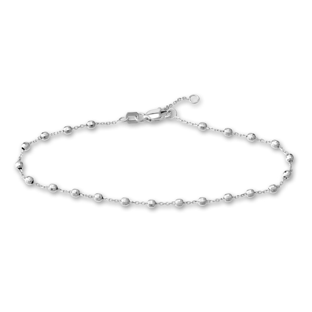 Diamond-Cut Beaded Station Bracelet 14K White Gold gaCaIoE5 Diamond-Cut Beaded Station Bracelet 14K White Gold gaCaIoE5