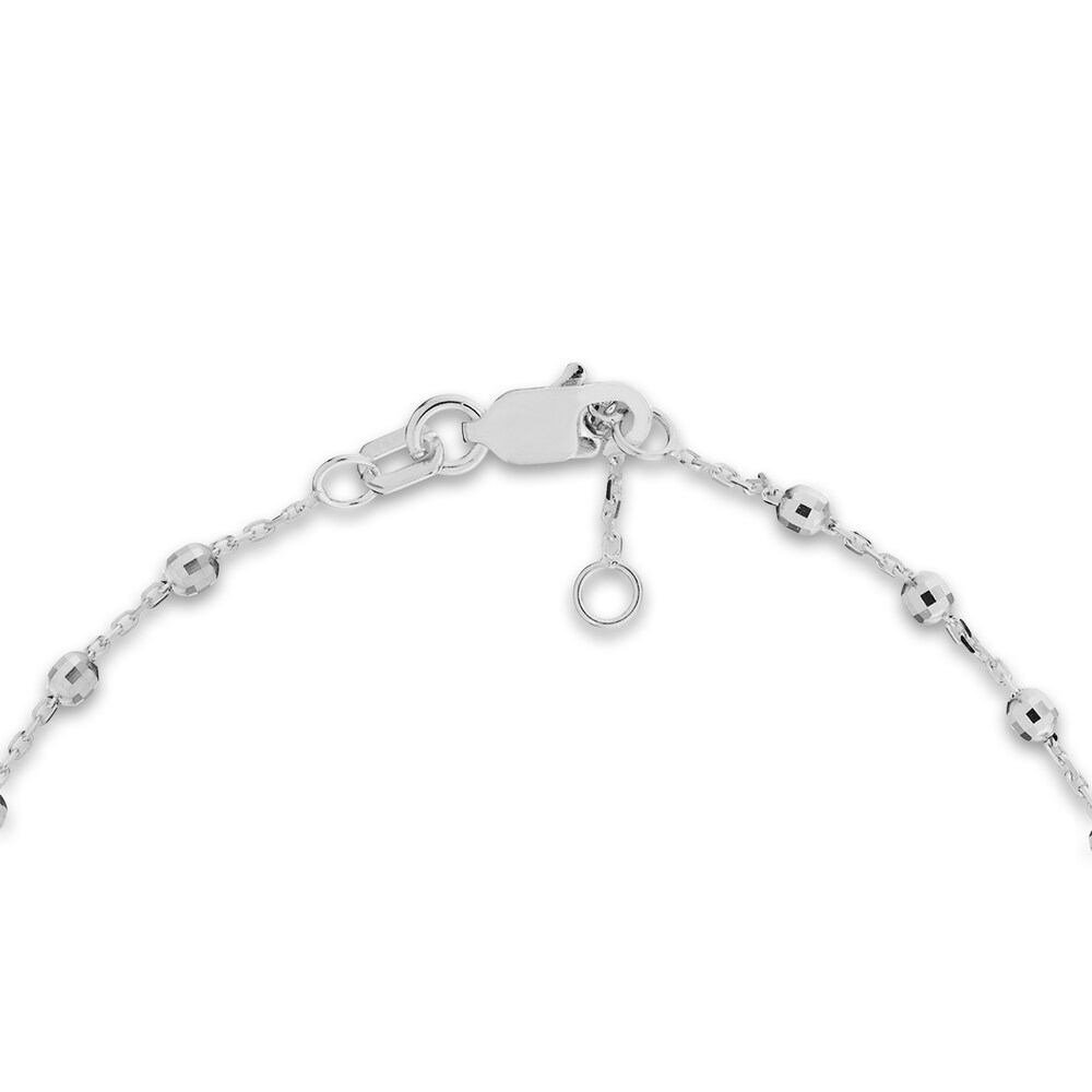 Diamond-Cut Beaded Station Bracelet 14K White Gold gaCaIoE5 Diamond-Cut Beaded Station Bracelet 14K White Gold gaCaIoE5