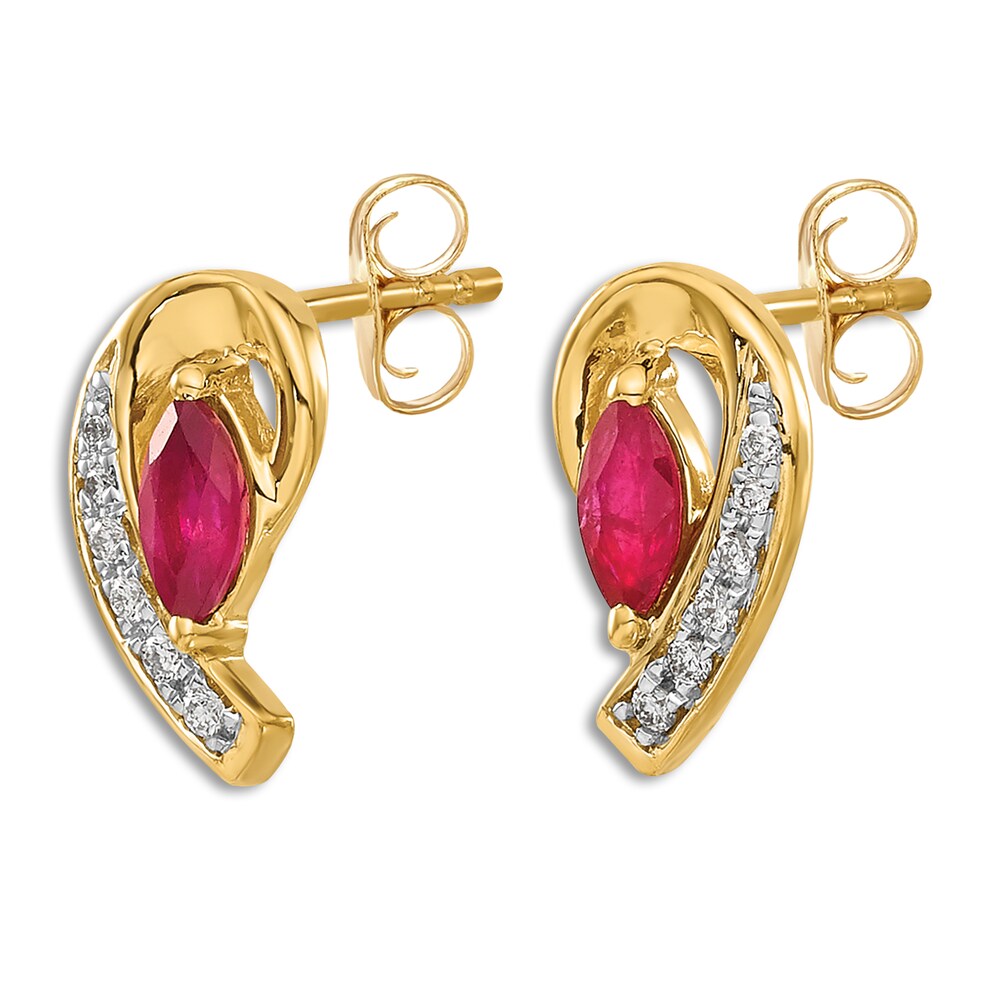 Natural Ruby Stud Earrings 1/20 ct tw Diamonds 14K Yellow Gold giNOr549 Natural Ruby Stud Earrings 1/20 ct tw Diamonds 14K Yellow Gold giNOr549