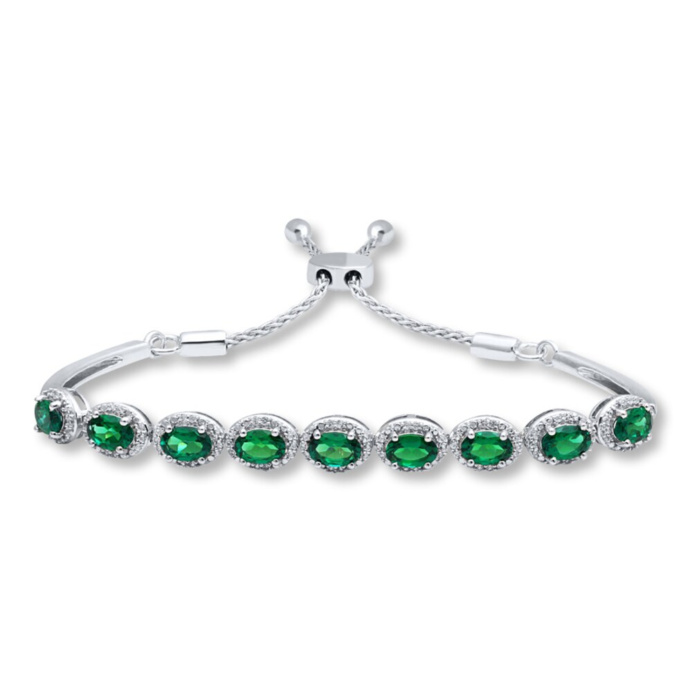 Lab-Created Emerald Sterling Silver Bolo Bracelet giqw3wni Lab-Created Emerald Sterling Silver Bolo Bracelet giqw3wni