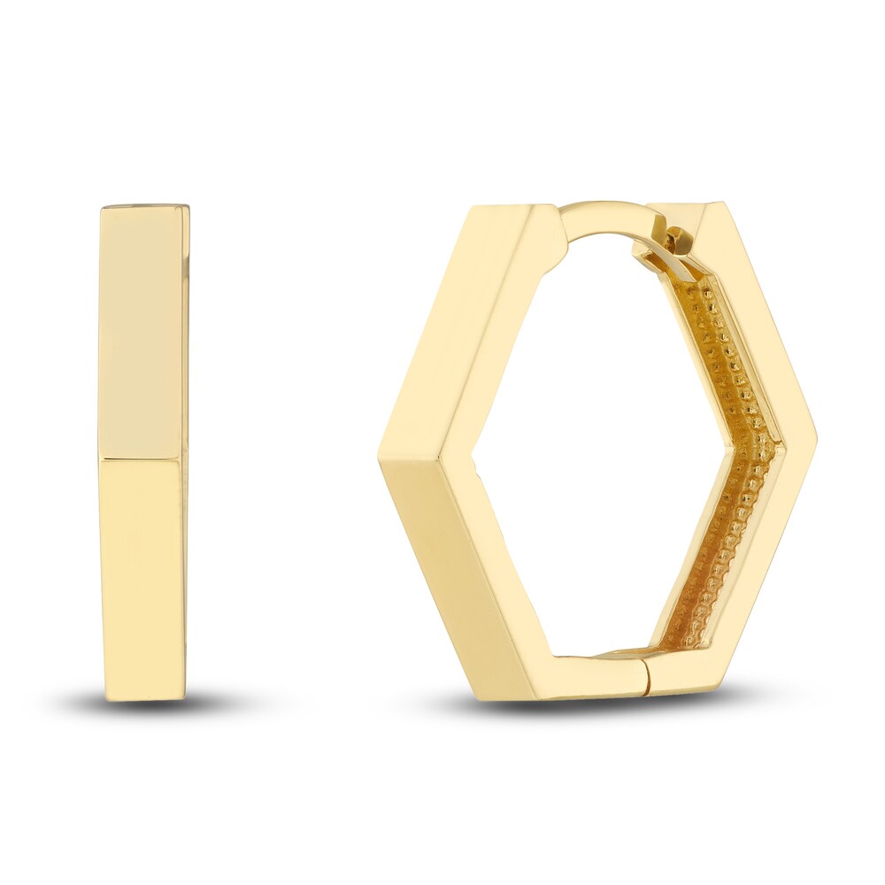 Pentagon Huggie Earrings 14K Yellow Gold gjI0KCOs Pentagon Huggie Earrings 14K Yellow Gold gjI0KCOs