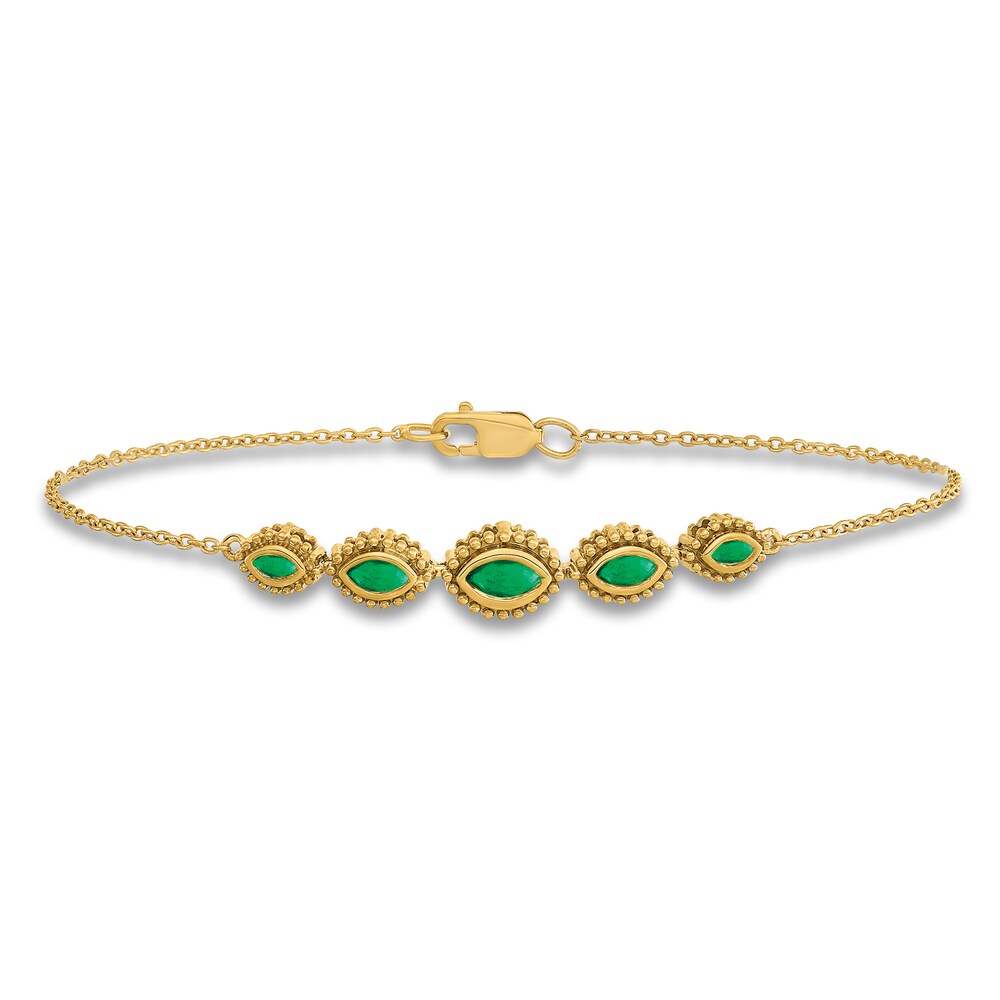 Natural Marquise Emerald Bracelet 14K Yellow Gold gleyQ7mH Natural Marquise Emerald Bracelet 14K Yellow Gold gleyQ7mH