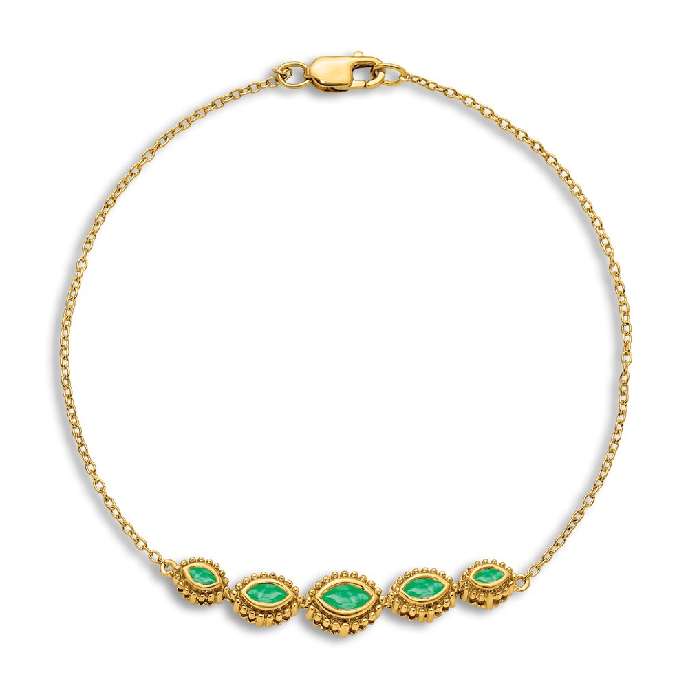 Natural Marquise Emerald Bracelet 14K Yellow Gold gleyQ7mH
