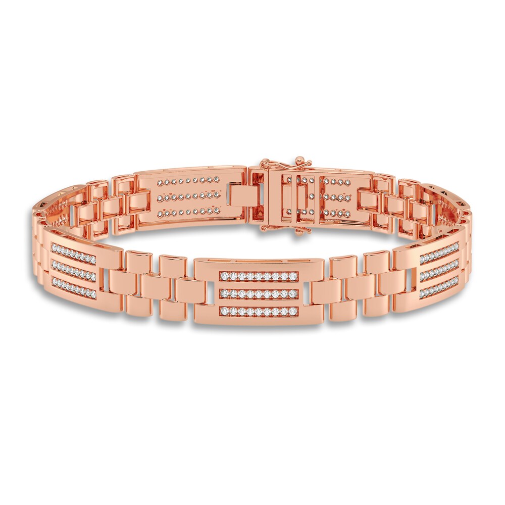 Men's Diamond Bracelet 1 ct tw Round 14K Rose Gold 8.5" gwkEVDmv Men's Diamond Bracelet 1 ct tw Round 14K Rose Gold 8.5" gwkEVDmv