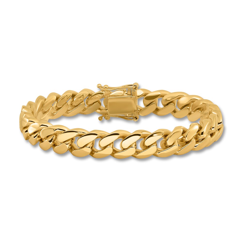 Men's Curb Link Chain Bracelet 14K Yellow Gold 10.7mm 8.25" gz4ElwxE
