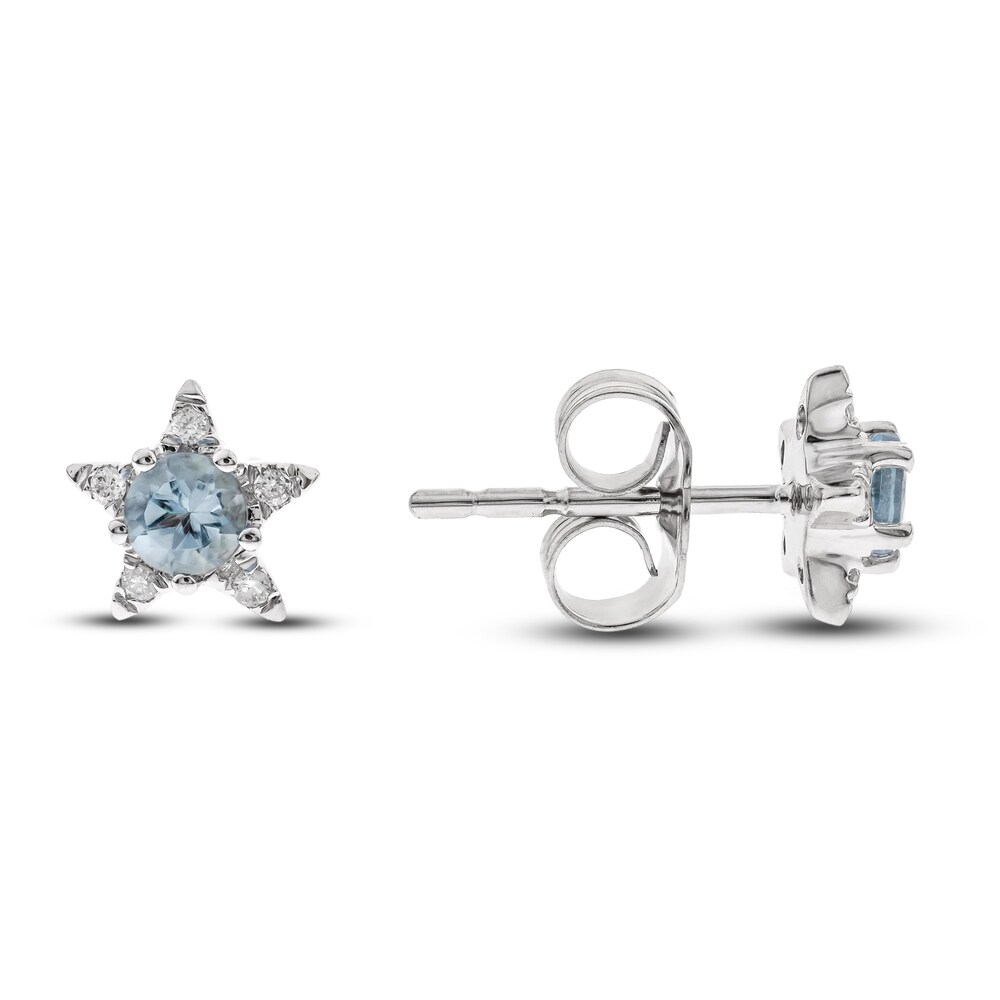 Natural Aquamarine Star Stud Earrings 1/20 ct tw Diamonds 14K White Gold h2Xd10xA Natural Aquamarine Star Stud Earrings 1/20 ct tw Diamonds 14K White Gold h2Xd10xA