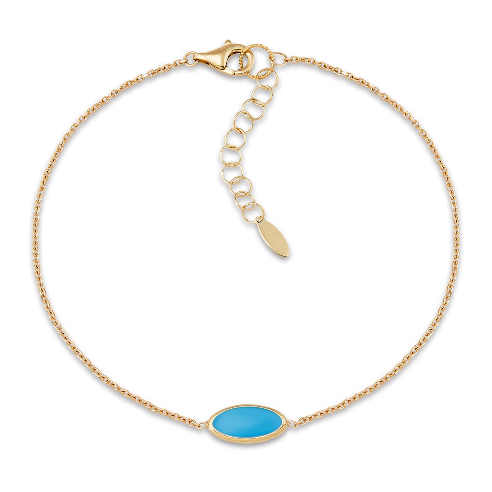 Italia D'Oro Oval Disk Bracelet Blue Enamel 14K Yellow Gold 8" h6Lm8KFf Italia D'Oro Oval Disk Bracelet Blue Enamel 14K Yellow Gold 8" h6Lm8KFf