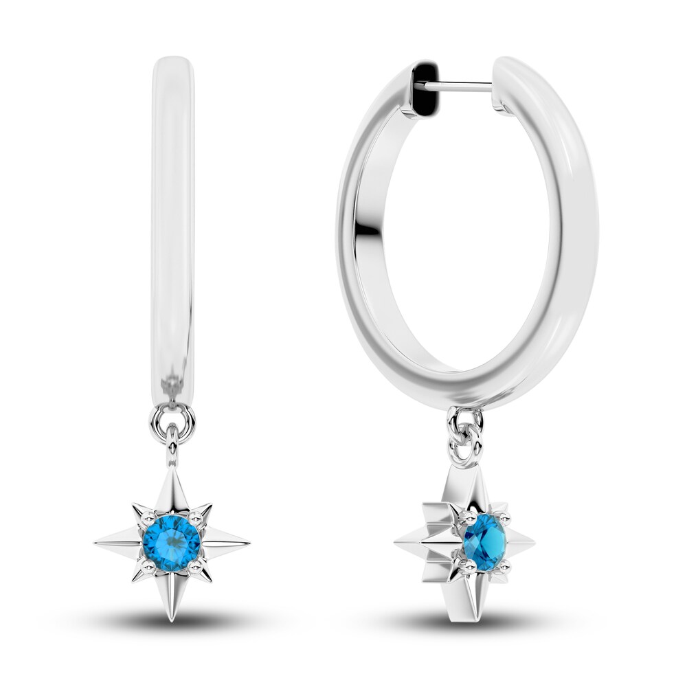 Juliette Maison Natural Blue Zircon Starburst Hoops 10K White Gold h74vEzqm Juliette Maison Natural Blue Zircon Starburst Hoops 10K White Gold h74vEzqm
