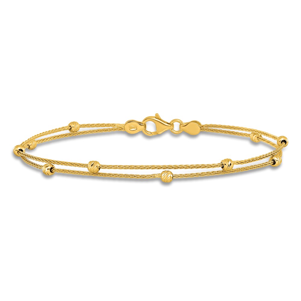 High-Polish Dual Strand Bead Station Bracelet 14K Yellow Gold 7.5\" hALJwtBi High-Polish Dual Strand Bead Station Bracelet 14K Yellow Gold 7.5\" hALJwtBi