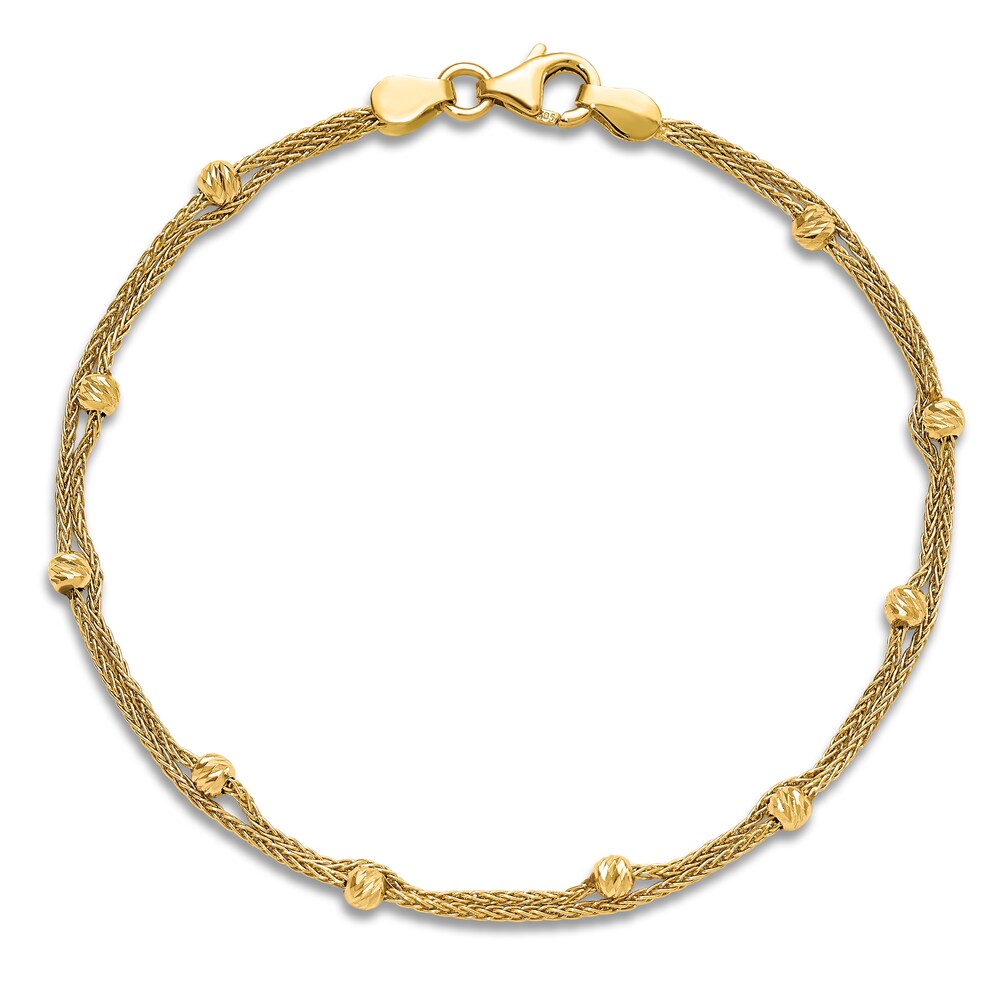 High-Polish Dual Strand Bead Station Bracelet 14K Yellow Gold 7.5\" hALJwtBi High-Polish Dual Strand Bead Station Bracelet 14K Yellow Gold 7.5\" hALJwtBi