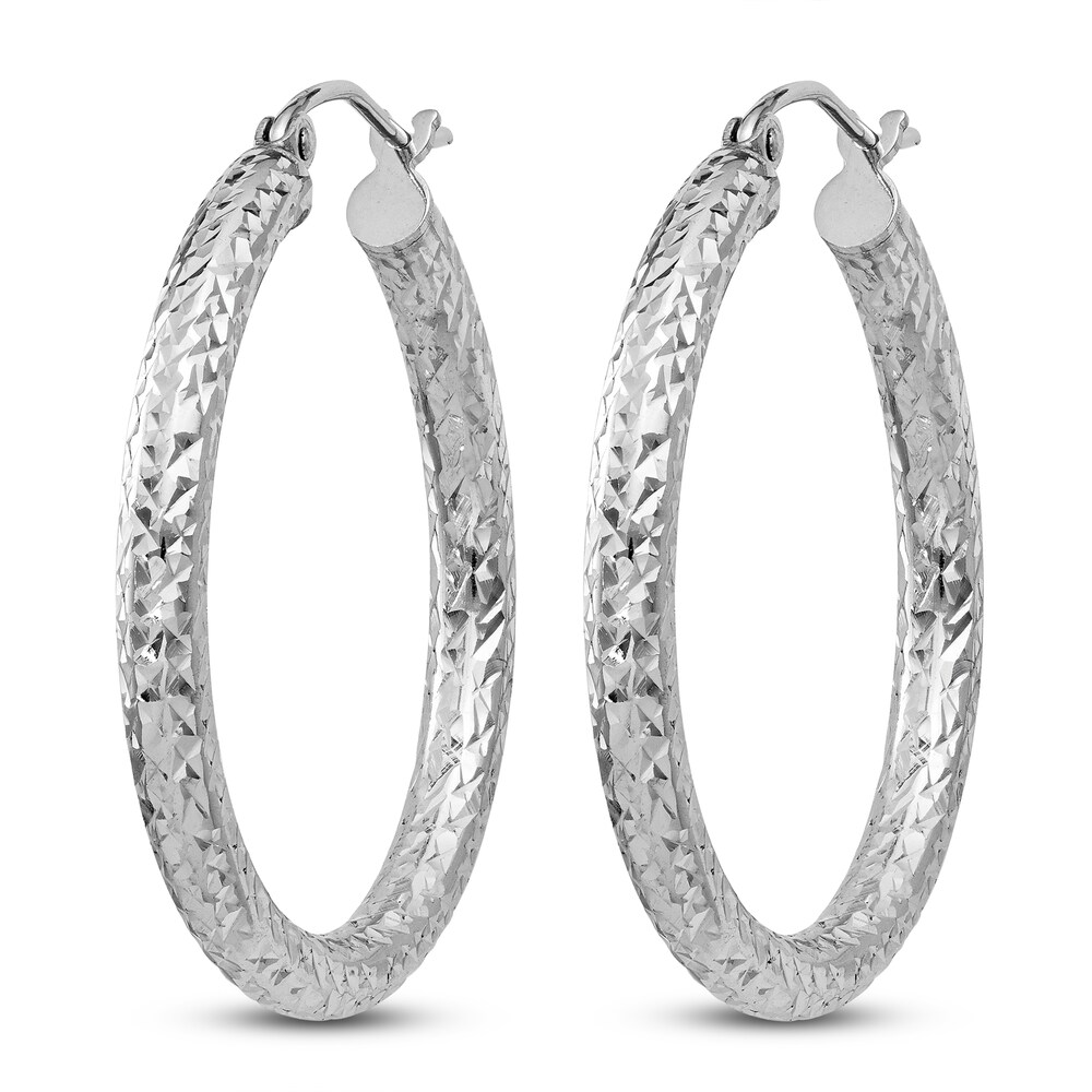 Diamond-Cut Hoop Earrings Sterling Silver hDHMkSg6 Diamond-Cut Hoop Earrings Sterling Silver hDHMkSg6