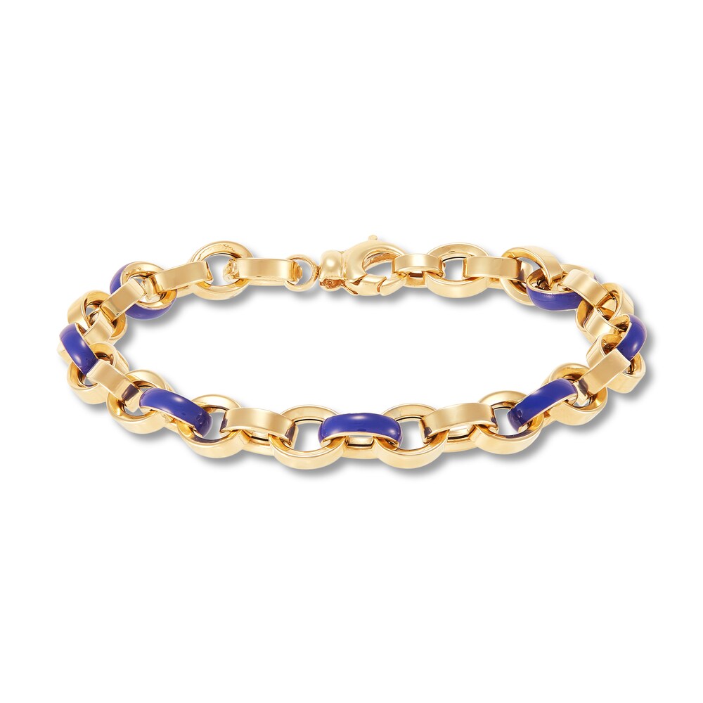 Italia D'Oro Oval Disk Bracelet Dark Blue Enamel 14K Yellow Gold hNUC0zZ4 Italia D'Oro Oval Disk Bracelet Dark Blue Enamel 14K Yellow Gold hNUC0zZ4