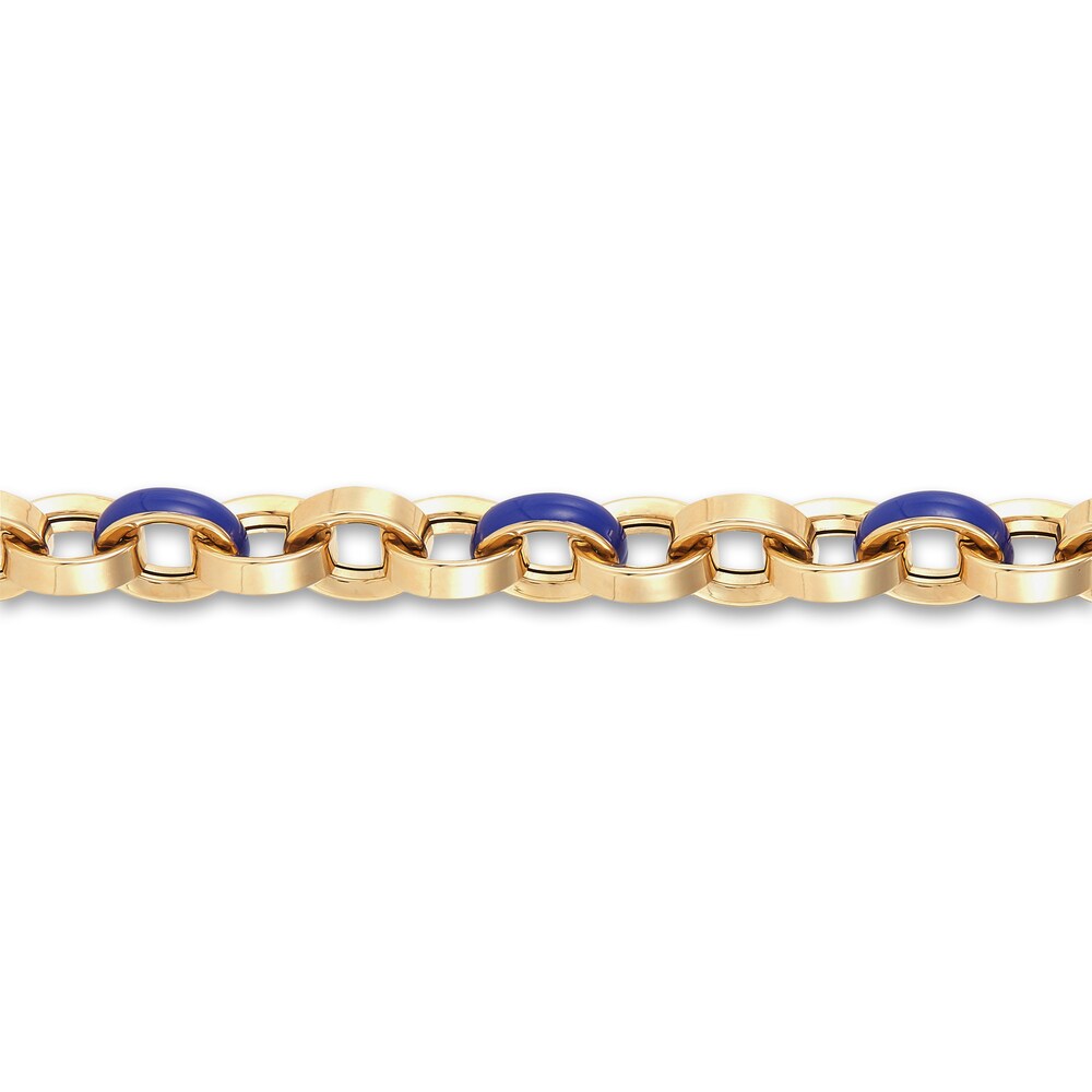 Italia D\'Oro Oval Disk Bracelet Dark Blue Enamel 14K Yellow Gold hNUC0zZ4 Italia D\'Oro Oval Disk Bracelet Dark Blue Enamel 14K Yellow Gold hNUC0zZ4