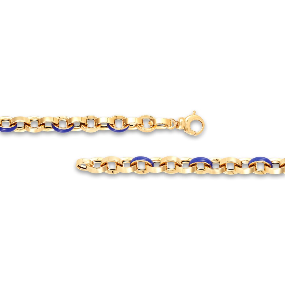 Italia D\'Oro Oval Disk Bracelet Dark Blue Enamel 14K Yellow Gold hNUC0zZ4 Italia D\'Oro Oval Disk Bracelet Dark Blue Enamel 14K Yellow Gold hNUC0zZ4
