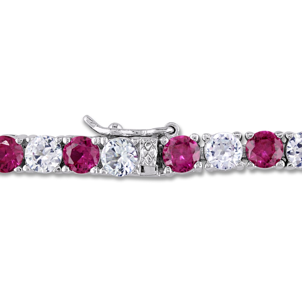 Lab-Created Ruby & Lab-Created Sapphire Bracelet Round Sterling Silver hP3CbhkJ Lab-Created Ruby & Lab-Created Sapphire Bracelet Round Sterling Silver hP3CbhkJ