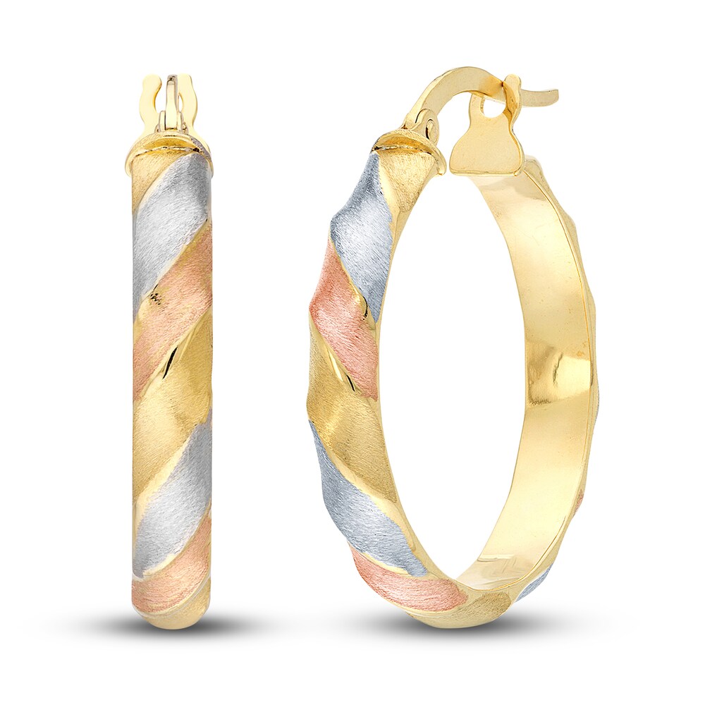 Satin/Ribbed Oval Hoop Earrings 14K Yellow Gold 20mm hSiO8pUK Satin/Ribbed Oval Hoop Earrings 14K Yellow Gold 20mm hSiO8pUK