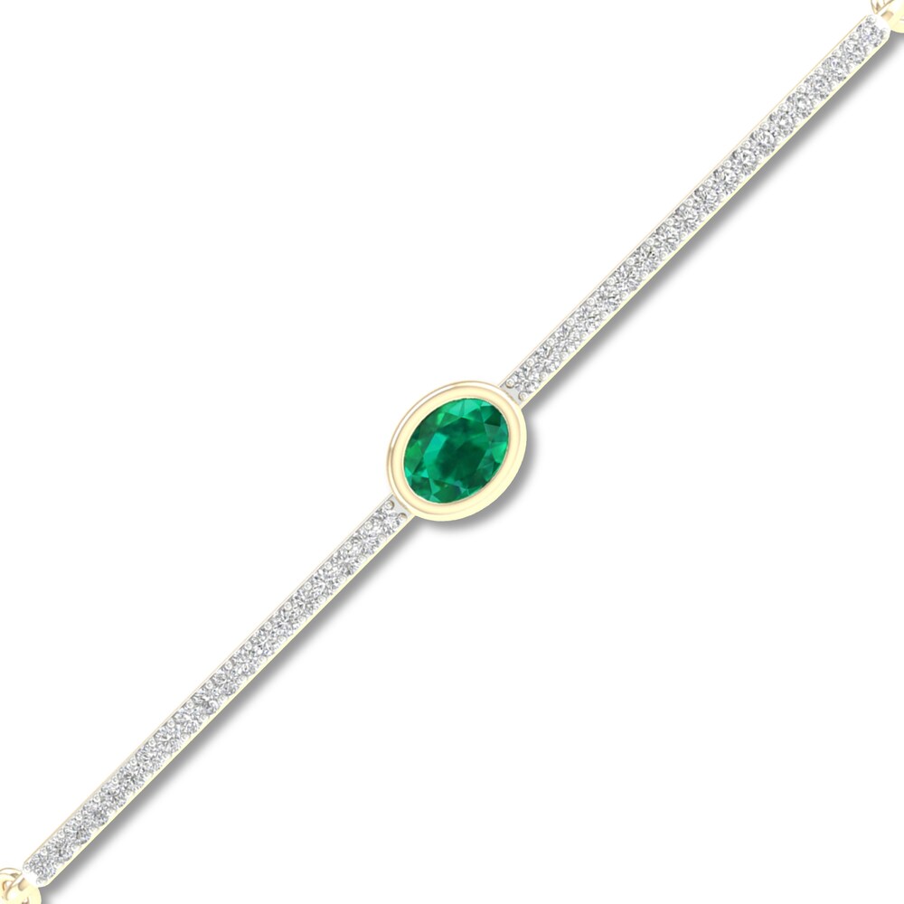 Natural Emerald Bolo Bracelet 1/6 ct tw Diamonds 10K Yellow Gold hW7ZYn2f Natural Emerald Bolo Bracelet 1/6 ct tw Diamonds 10K Yellow Gold hW7ZYn2f
