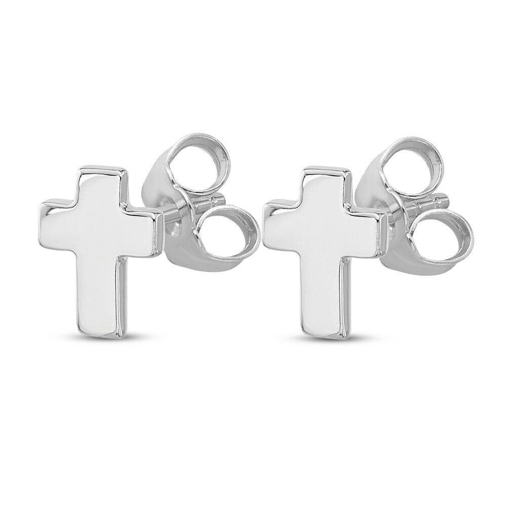 Cross Stud Earrings 14K White Gold hbeuev6l
