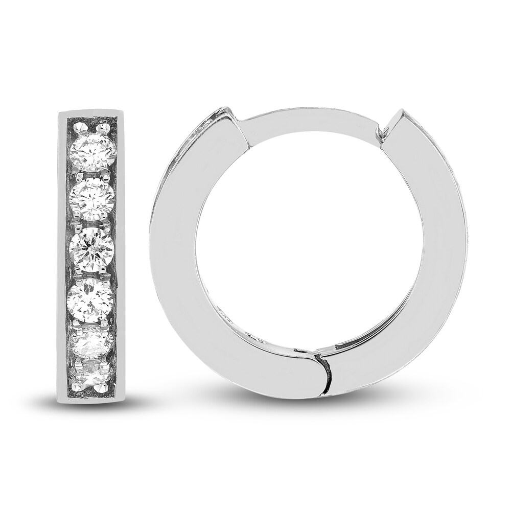 Diamond Huggie Earrings 1/8 ct tw Round 14K White Gold 10mm hcuW5ro9
