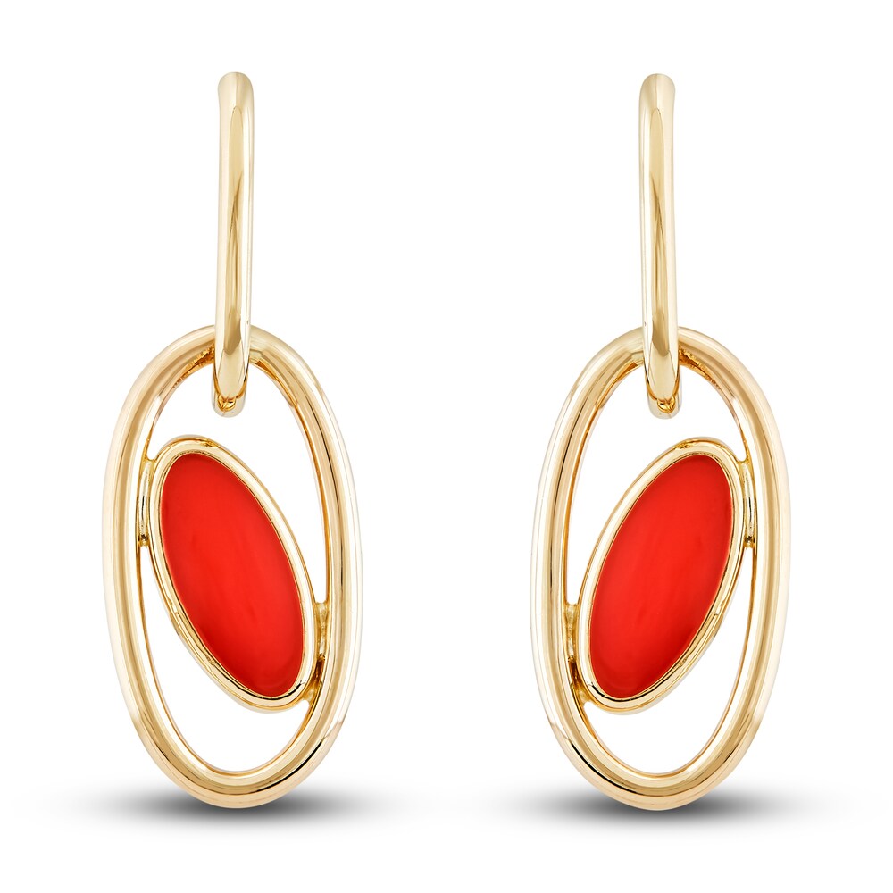 Italia D'Oro Oval Drop Earrings Red Enamel 14K Yellow Gold hfgGjITd Italia D'Oro Oval Drop Earrings Red Enamel 14K Yellow Gold hfgGjITd