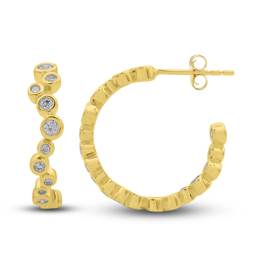 Diamond Hoop Earrings 1/2 ct tw Round 14K Yellow Gold hniaVkZx Diamond Hoop Earrings 1/2 ct tw Round 14K Yellow Gold hniaVkZx