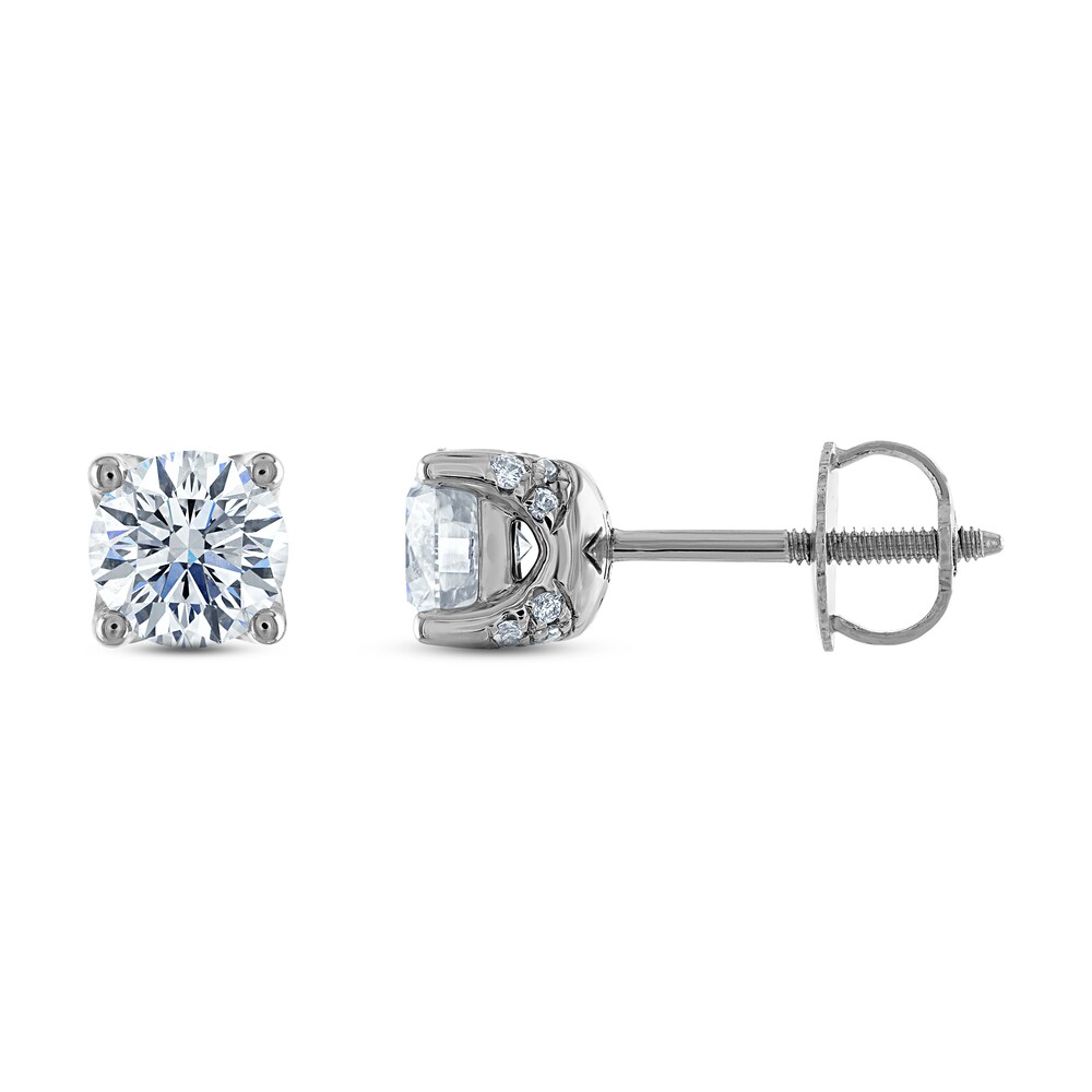 Royal Asscher Diamond Solitaire Stud Earrings 1 ct tw Round 14K White Gold (SI2/I) hqMZJFZY