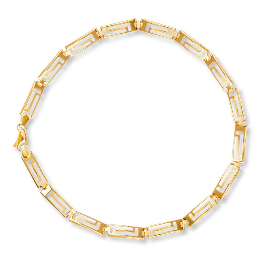 Greek Key Link Bracelet 14K Yellow Gold 7.75" Length iBOhY8K7
