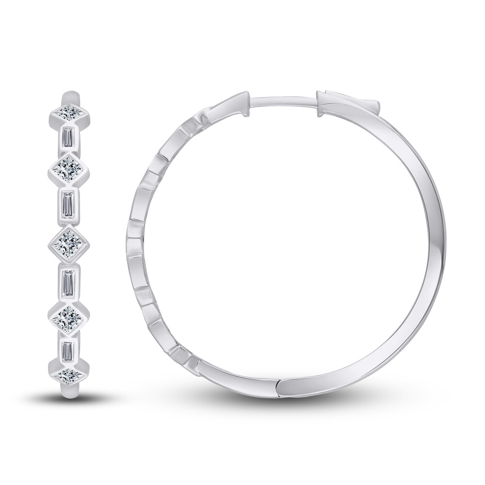 Kallati Diamond Hoop Earrings 3/4 ct tw Round/Baguette 14K White Gold iDSOT6DF Kallati Diamond Hoop Earrings 3/4 ct tw Round/Baguette 14K White Gold iDSOT6DF