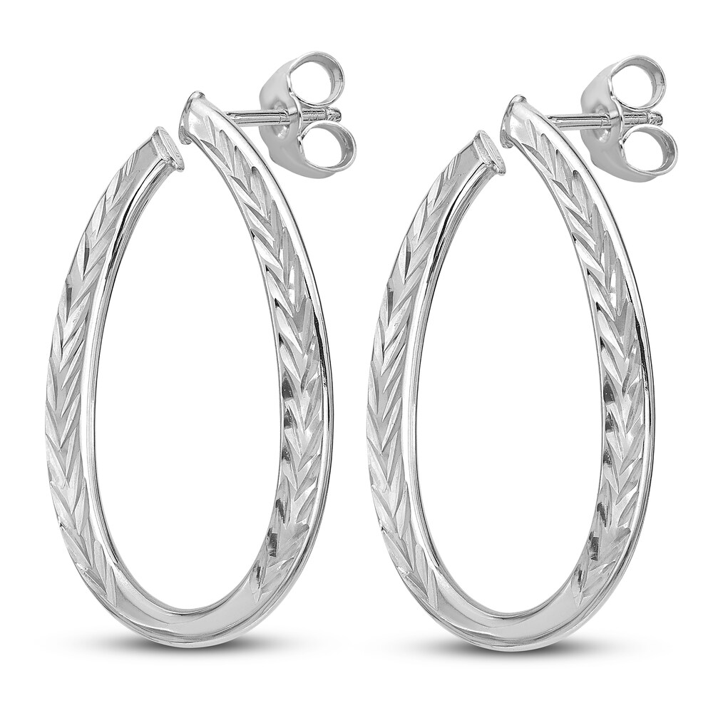 Polished Hoop Earrings 14K White Gold iIJEvByK Polished Hoop Earrings 14K White Gold iIJEvByK