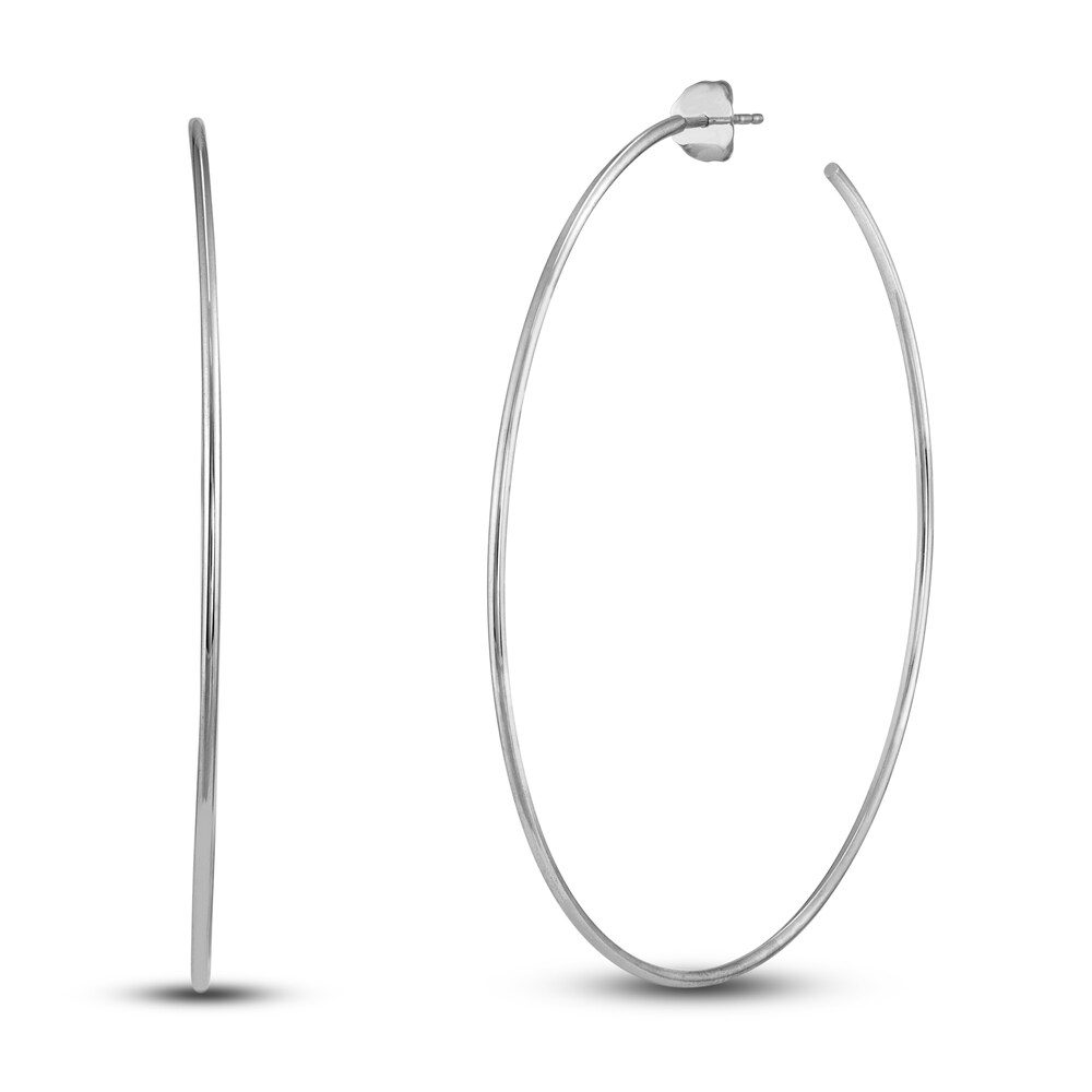 Round Wire Hoop Earrings 14K White Gold 60mm iJha5SJ1 Round Wire Hoop Earrings 14K White Gold 60mm iJha5SJ1