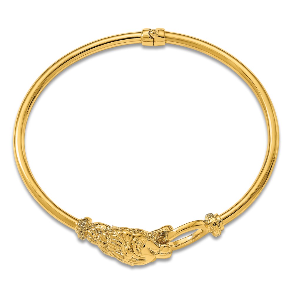 High-Polish Lion Head Bangle Bracelet 14K Yellow Gold 6.75\" iJwmtEjs High-Polish Lion Head Bangle Bracelet 14K Yellow Gold 6.75\" iJwmtEjs