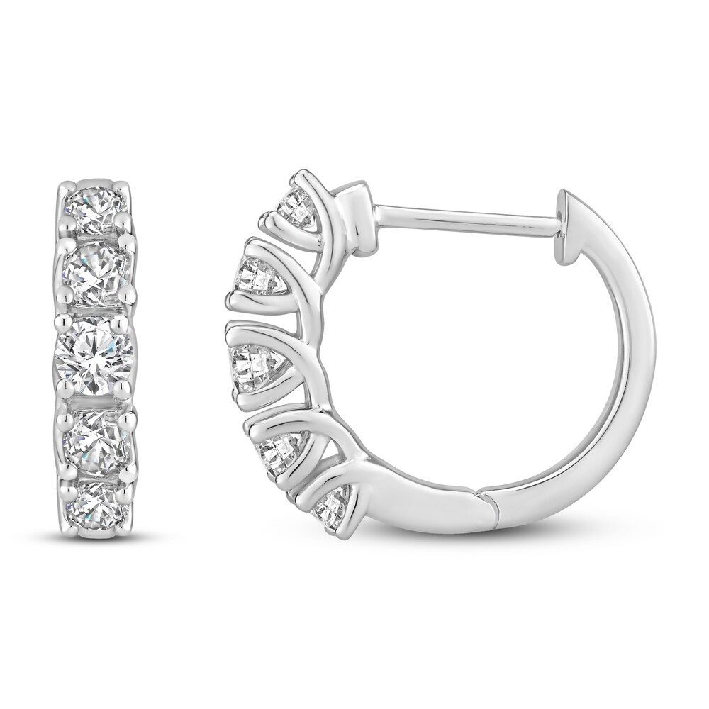 Hearts Desire Diamond Hoop Earrings 1 ct tw Round 18K White Gold iMv1j8t2 Hearts Desire Diamond Hoop Earrings 1 ct tw Round 18K White Gold iMv1j8t2