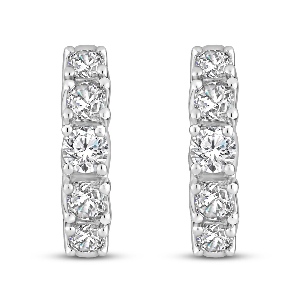 Hearts Desire Diamond Hoop Earrings 1 ct tw Round 18K White Gold iMv1j8t2